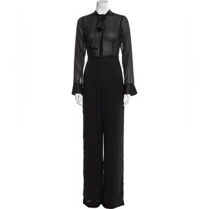 Alexis Women’s Black Long-Sleeve Beaded Jumpsuit with Tie Neck Size XS